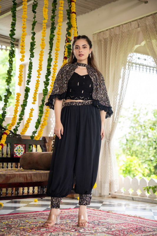 Black Festive Cape Set